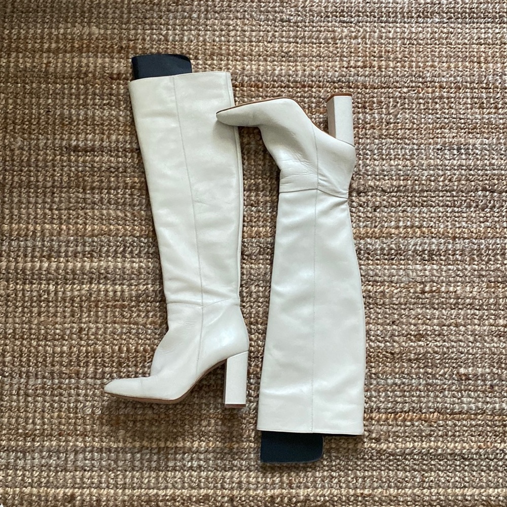 white above the knee zara boots